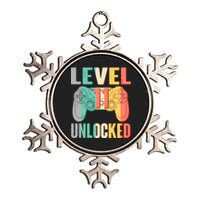 Level 11 Unlocked 11th Birthday Metallic Star Ornament