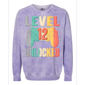 Level 12 Unlocked Twelve Years Old  Colorblast Crewneck Sweatshirt