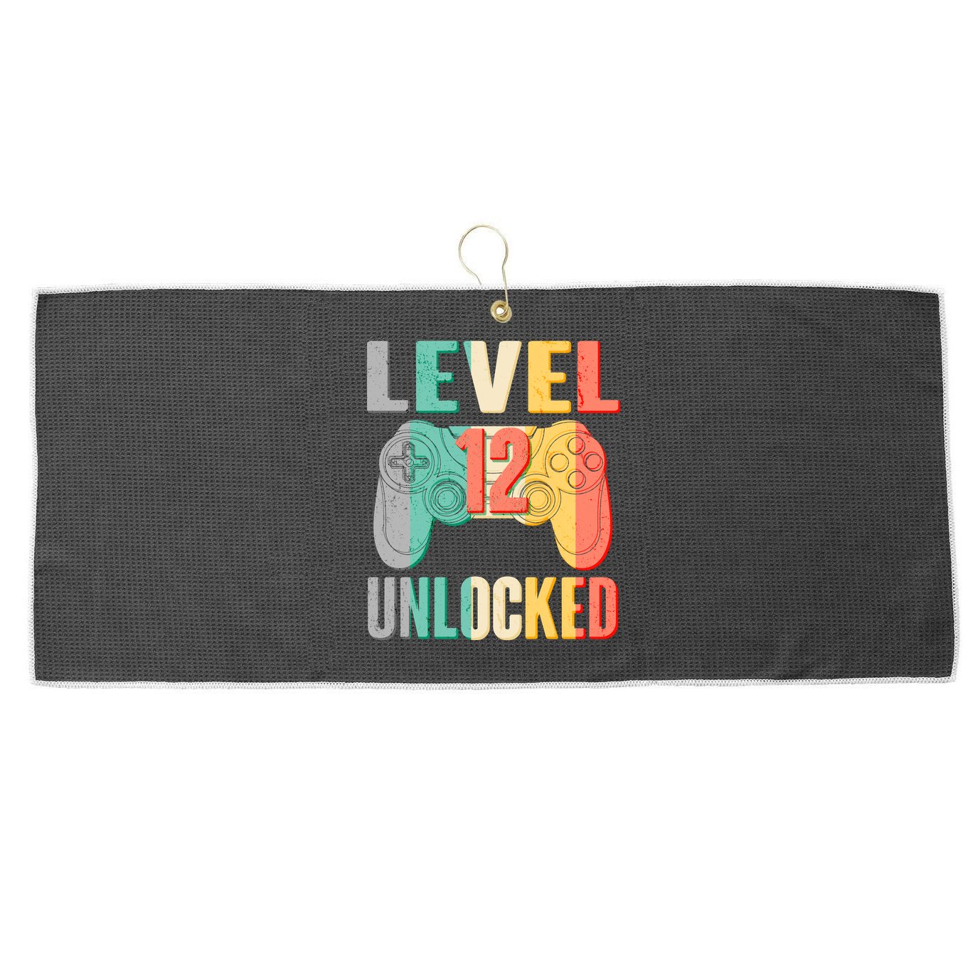 Level 12 Unlocked Twelve Years Old  Large Microfiber Waffle Golf Towel