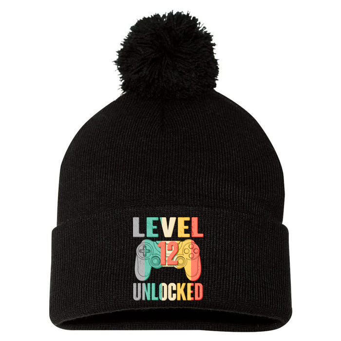 Level 12 Unlocked Twelve Years Old  Pom Pom 12in Knit Beanie