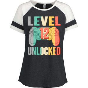 Level 12 Unlocked Twelve Years Old  Enza Ladies Jersey Colorblock Tee