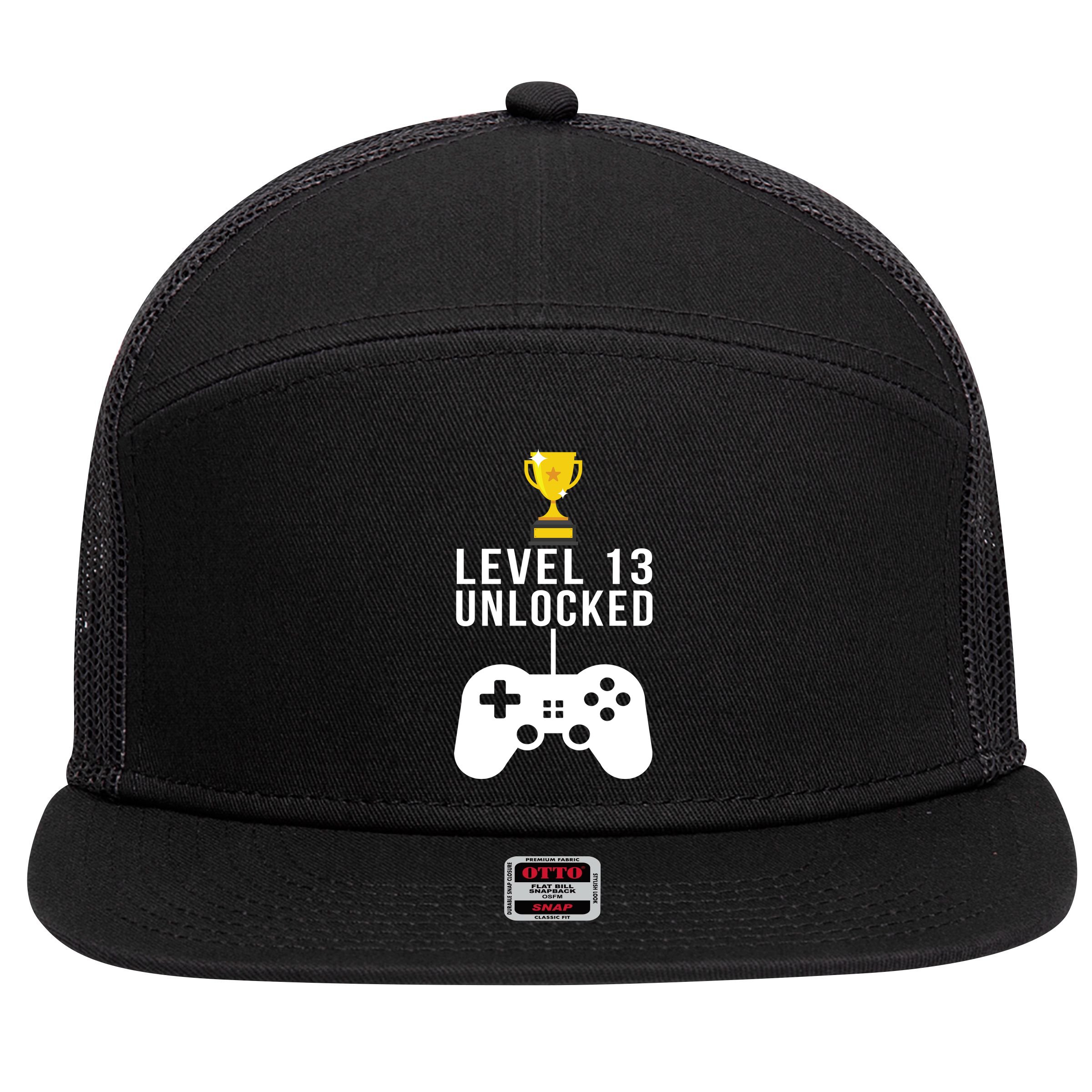 Level 13 Unlocked Official Teenager 7 Panel Mesh Trucker Snapback Hat