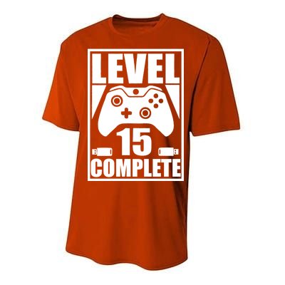 Level 15 Complete Video Gamer 15th Birthday Performance Sprint T-Shirt