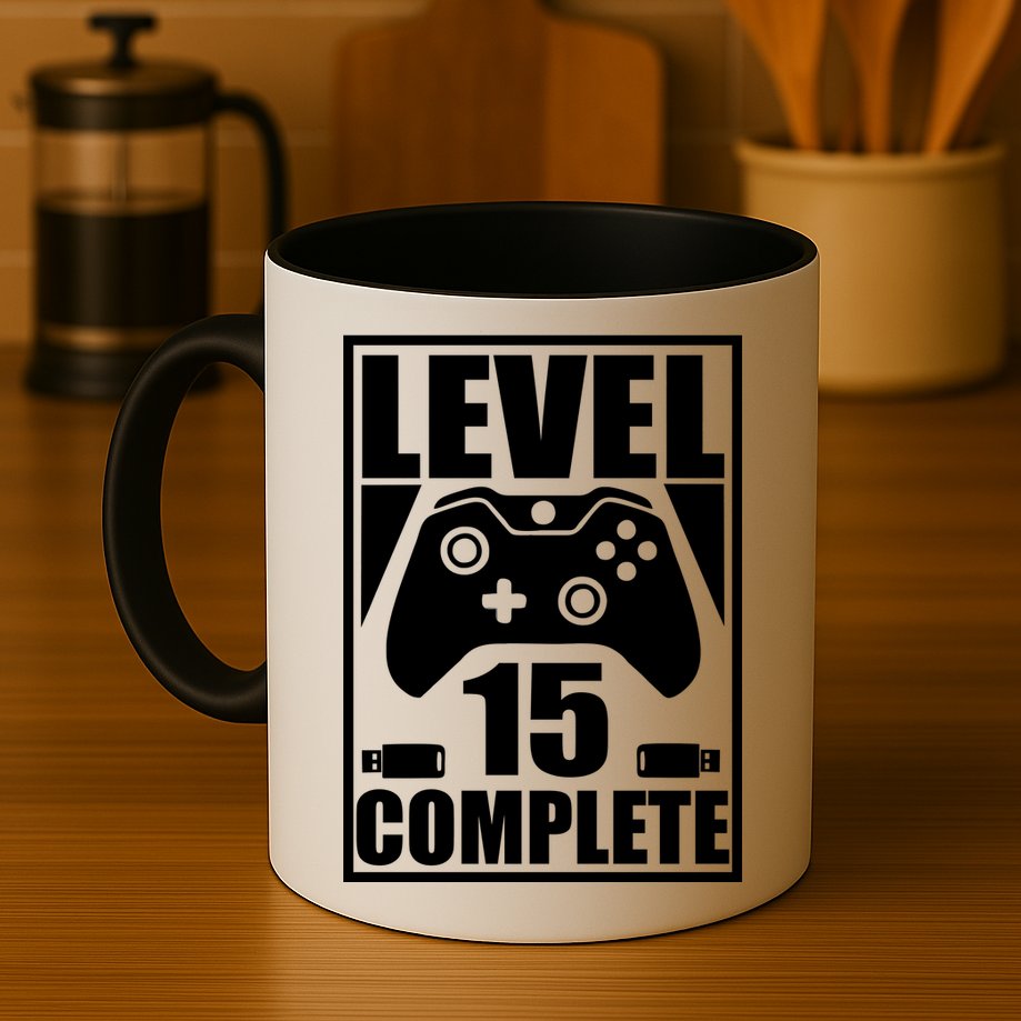 Level 15 Complete Video Gamer 15th Birthday Mug