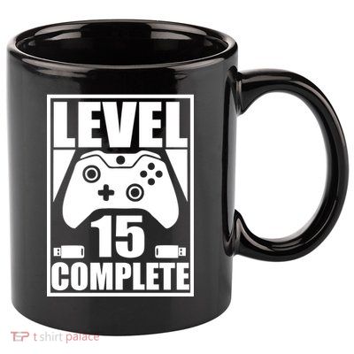 Level 15 Complete Video Gamer 15th Birthday 11oz C Handle Ceramic Mug
