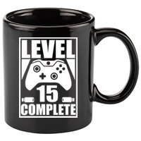 Level 15 Complete Video Gamer 15th Birthday 11oz C Handle Ceramic Mug
