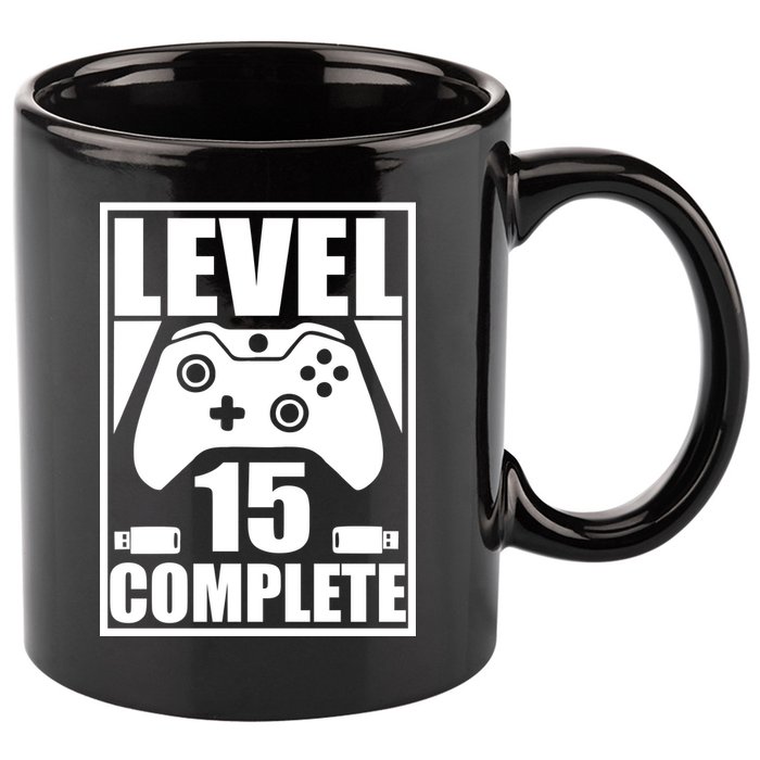 Level 15 Complete Video Gamer 15th Birthday 11oz C Handle Ceramic Mug