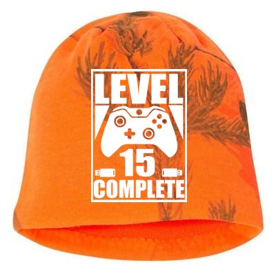 Level 15 Complete Video Gamer 15th Birthday Kati - Camo Knit Beanie