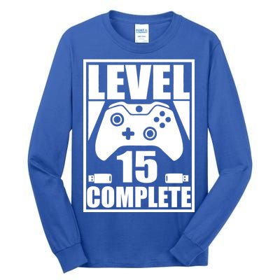 Level 15 Complete Video Gamer 15th Birthday Tall Long Sleeve T-Shirt