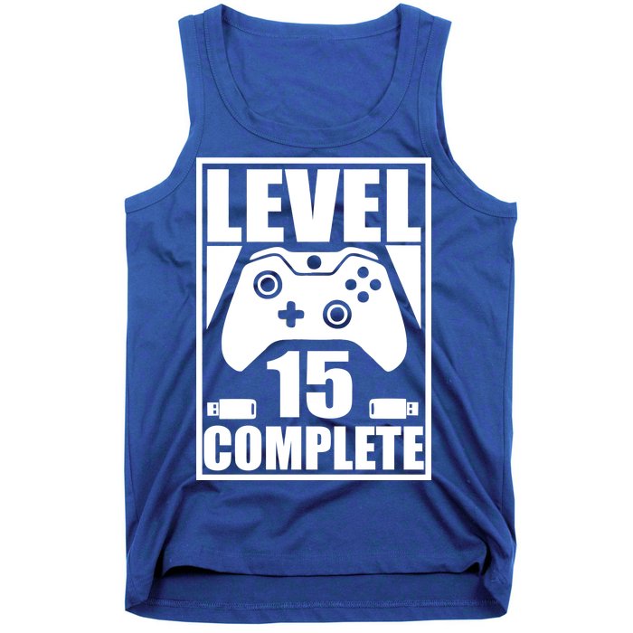 Level 15 Complete Video Gamer 15th Birthday Tank Top