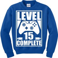 Level 15 Complete Video Gamer 15th Birthday Kids Sweatshirt