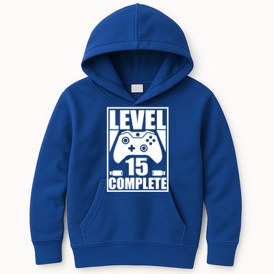 Level 15 Complete Video Gamer 15th Birthday Kids Hoodie