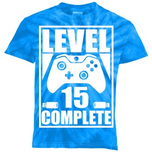 Level 15 Complete Video Gamer 15th Birthday Kids Tie-Dye T-Shirt