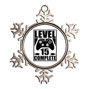 Level 15 Complete Video Gamer 15th Birthday Metallic Star Ornament