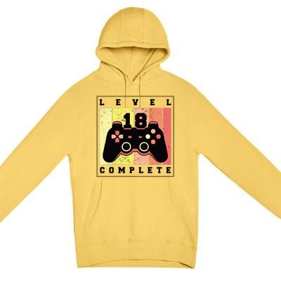 Level 18 Complete Gaming 18th Birthday Premium Pullover Hoodie