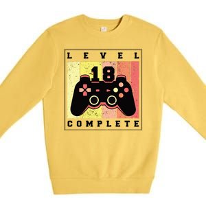 Level 18 Complete Gaming 18th Birthday Premium Crewneck Sweatshirt