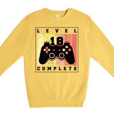 Level 18 Complete Gaming 18th Birthday Premium Crewneck Sweatshirt