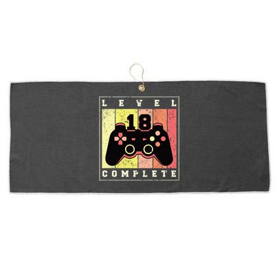 Level 18 Complete Gaming 18th Birthday Large Microfiber Waffle Golf Towel