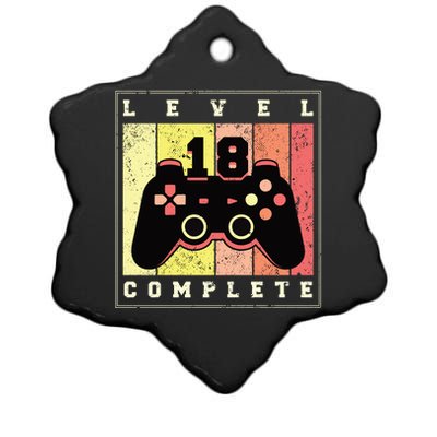 Level 18 Complete Gaming 18th Birthday Ceramic Star Ornament