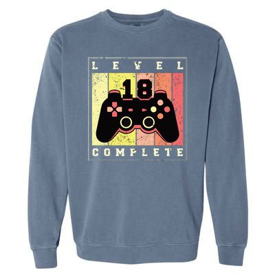 Level 18 Complete Gaming 18th Birthday Garment-Dyed Sweatshirt