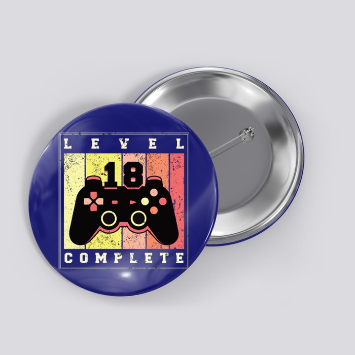 Level 18 Complete Gaming 18th Birthday Button