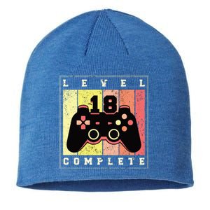 Level 18 Complete Gaming 18th Birthday Sustainable Beanie