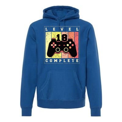 Level 18 Complete Gaming 18th Birthday Premium Hoodie