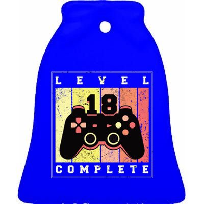 Level 18 Complete Gaming 18th Birthday Ceramic Bell Ornament