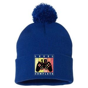 Level 18 Complete Gaming 18th Birthday Pom Pom 12in Knit Beanie