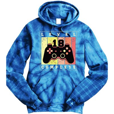 Level 18 Complete Gaming 18th Birthday Tie Dye Hoodie