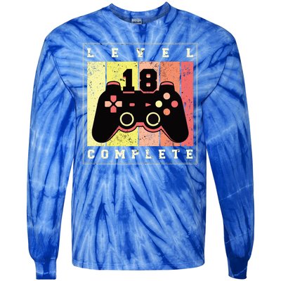 Level 18 Complete Gaming 18th Birthday Tie-Dye Long Sleeve Shirt