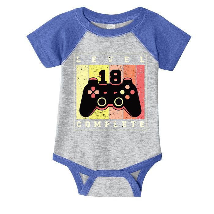 Level 18 Complete Gaming 18th Birthday Infant Baby Jersey Bodysuit