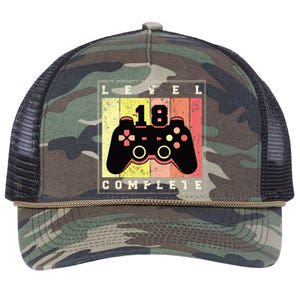 Level 18 Complete Gaming 18th Birthday Retro Rope Trucker Hat Cap