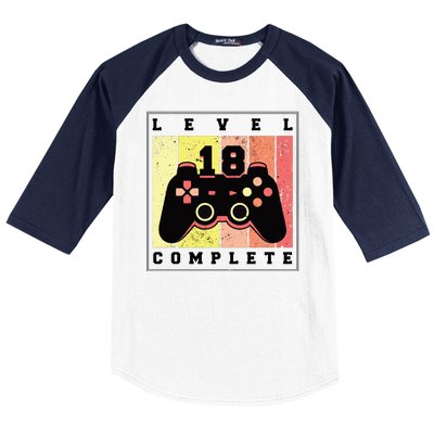 Level 18 Complete Gaming 18th Birthday Baseball Sleeve Shirt