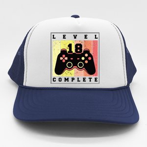 Level 18 Complete Gaming 18th Birthday Trucker Hat