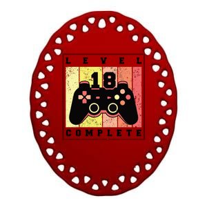 Level 18 Complete Gaming 18th Birthday Ceramic Oval Ornament