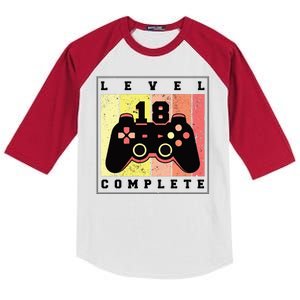 Level 18 Complete Gaming 18th Birthday Kids Colorblock Raglan Jersey