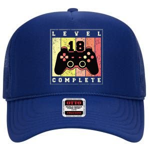 Level 18 Complete Gaming 18th Birthday High Crown Mesh Back Trucker Hat