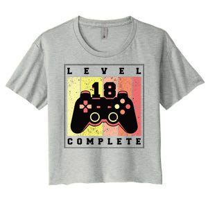 Level 18 Complete Gaming 18th Birthday Women's Crop Top Tee