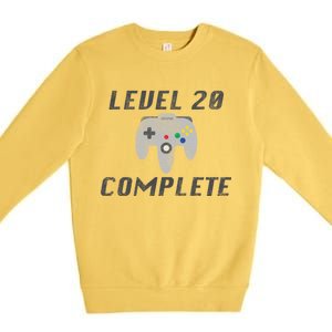 Level 20 Complete 20th Birthday Premium Crewneck Sweatshirt