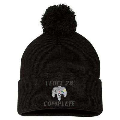 Level 20 Complete 20th Birthday Pom Pom 12in Knit Beanie