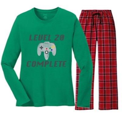 Level 20 Complete 20th Birthday Women's Long Sleeve Flannel Pajama Set 