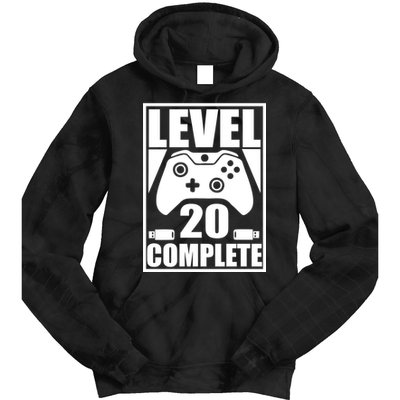 Level 20 Complete Gaming 20th Birthday Tie Dye Hoodie