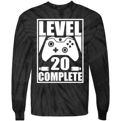 Level 20 Complete Gaming 20th Birthday Tie-Dye Long Sleeve Shirt