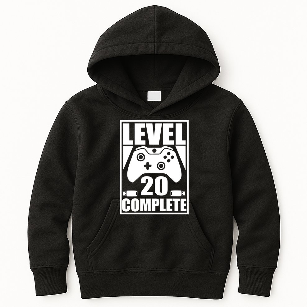 Level 20 Complete Gaming 20th Birthday Kids Hoodie
