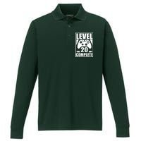 Level 20 Complete Gaming 20th Birthday Performance Long Sleeve Polo