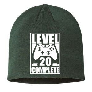 Level 20 Complete Gaming 20th Birthday Sustainable Beanie