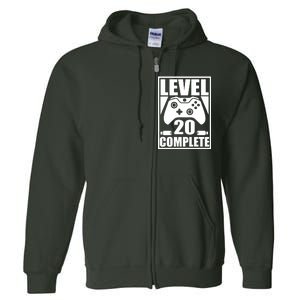 Level 20 Complete Gaming 20th Birthday Full Zip Hoodie