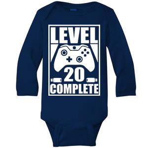 Level 20 Complete Gaming 20th Birthday Baby Long Sleeve Bodysuit