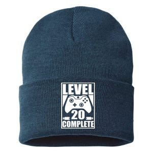 Level 20 Complete Gaming 20th Birthday Sustainable Knit Beanie